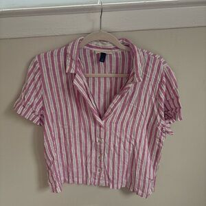 Universal Thread Pink and White Striped Shirt